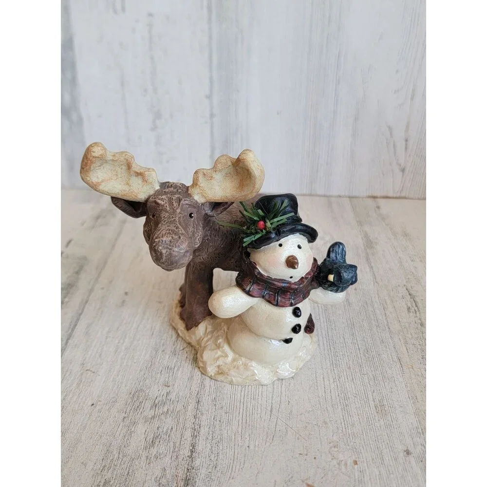Woodland moose vintage snowman Home decor‎ figure bird
